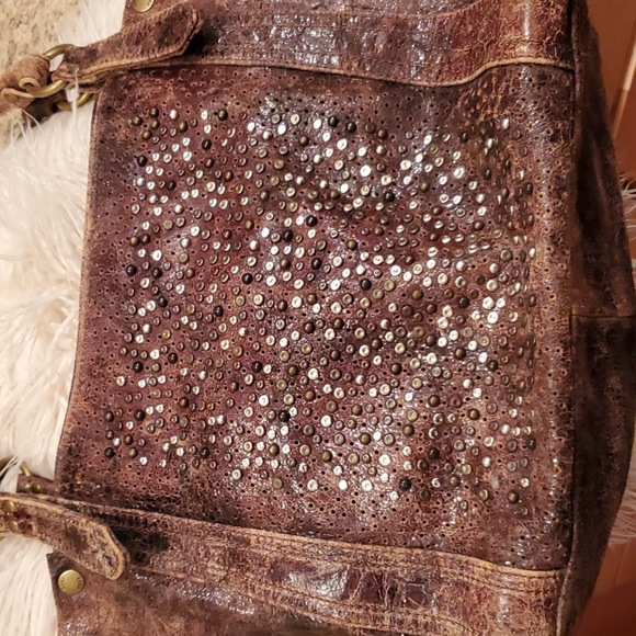 Frye Chocolate Brown Deborah Studded Tote Bag - Picture 5 of 16